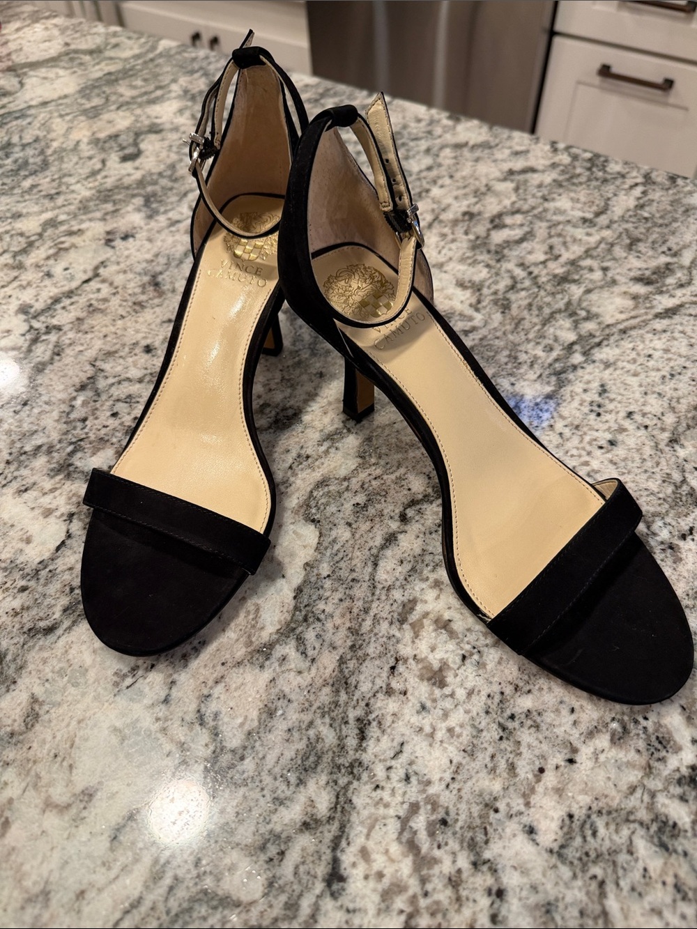 Vince Camuto Black Ankle-Strap Heels - Elegant Women's Dress Shoes